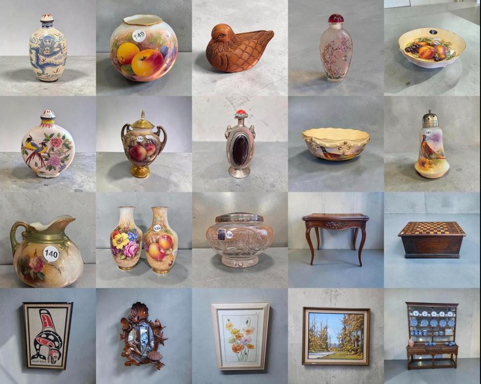 Proctor Auctions — Auction 233, Superb Antique, Aboriginal Art, Jewellery & Collectibles, fine china, snuff bottles, furniture and art
